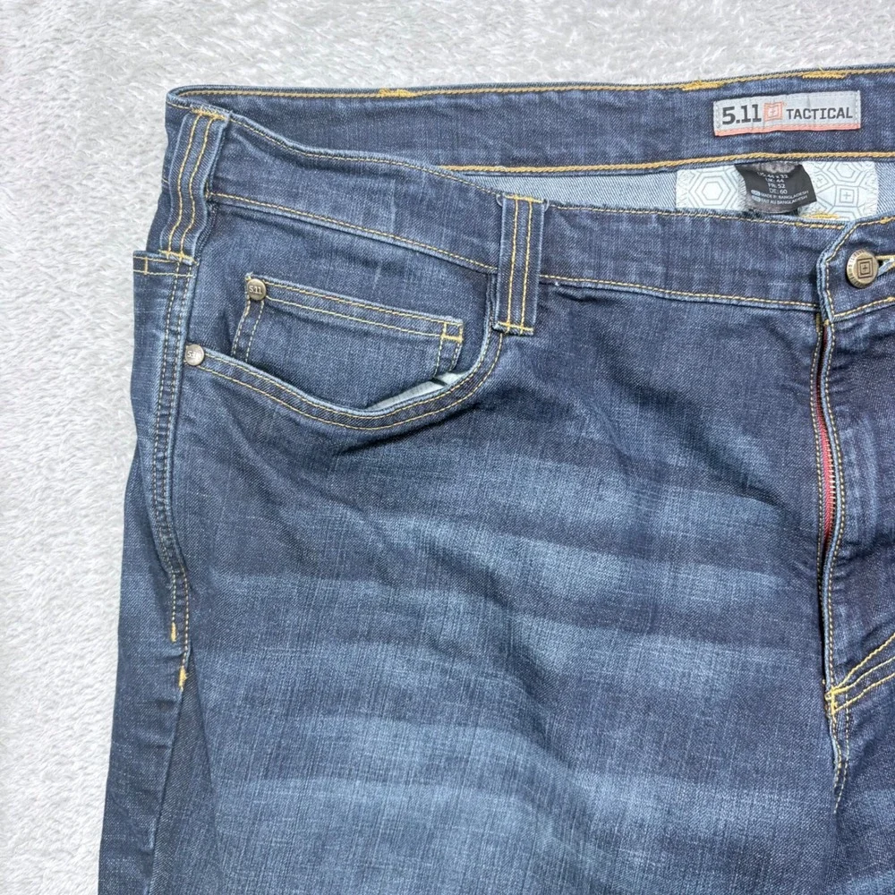 5.11 Tactical Defender-Flex Jeans Mens 44x32 Dark Blue Straight Leg Denim Pants